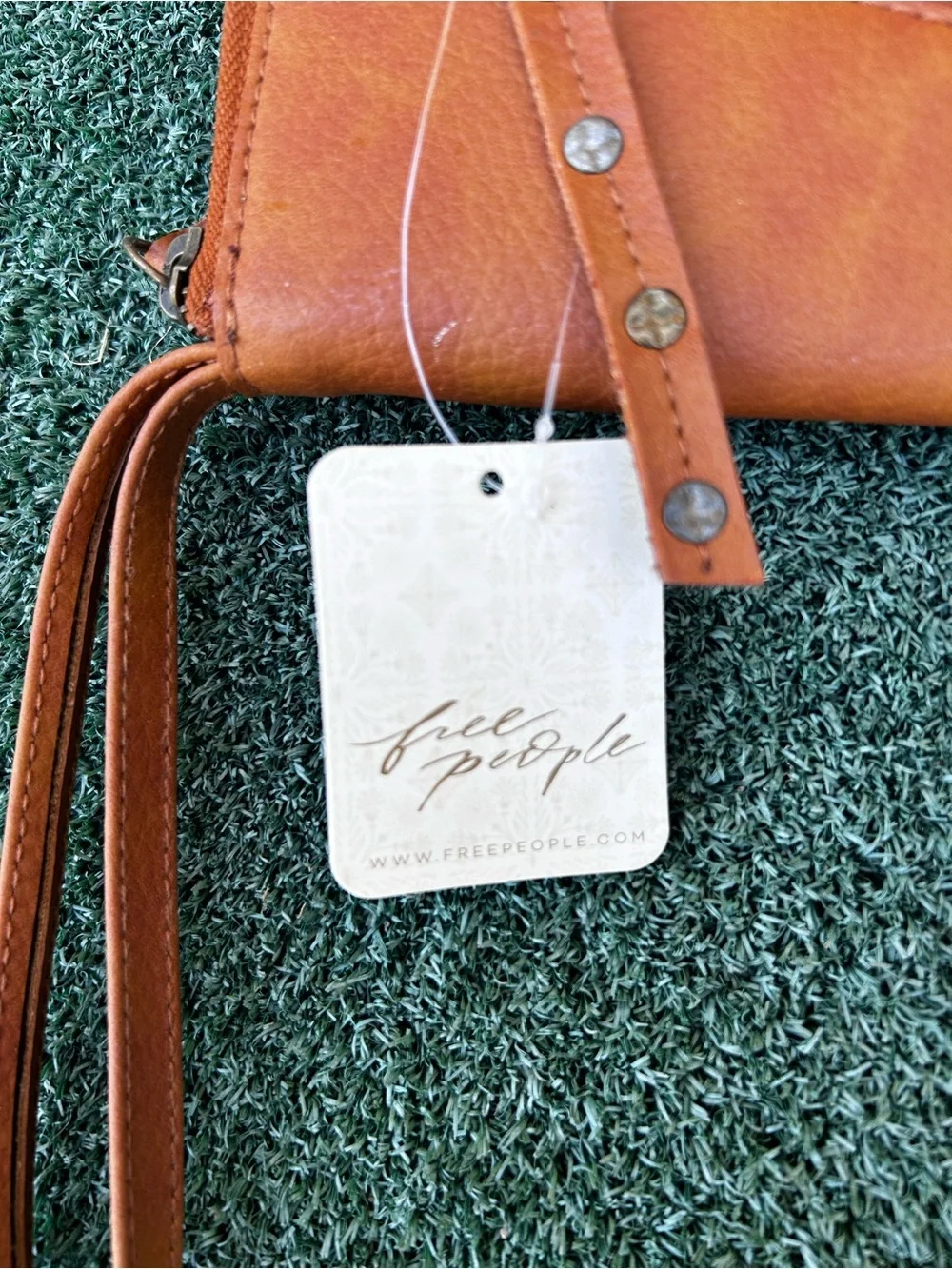 NWT Free People Distressed Vegan Leather Wallet Wristlet Brown